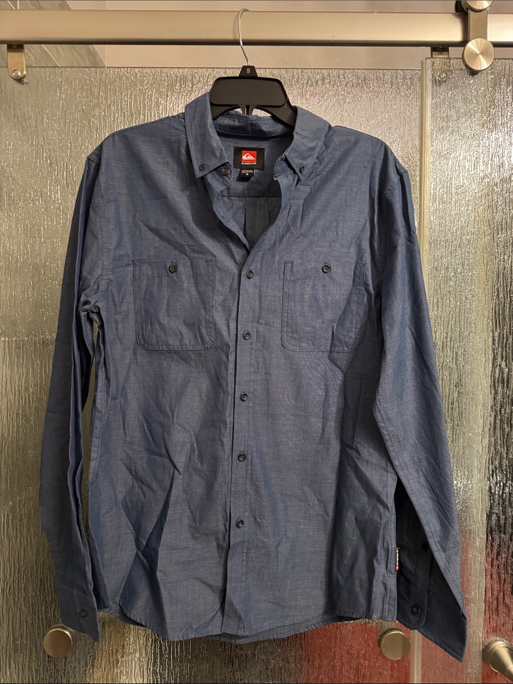 Quiksilver Men’s Casual Button-Down Shirt in Chambray Blue
